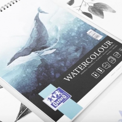 Bloc desen Oxford Watercolour, A4 10 file, hartie 300g/mp, FSC, spira dubla, colectia Artistic